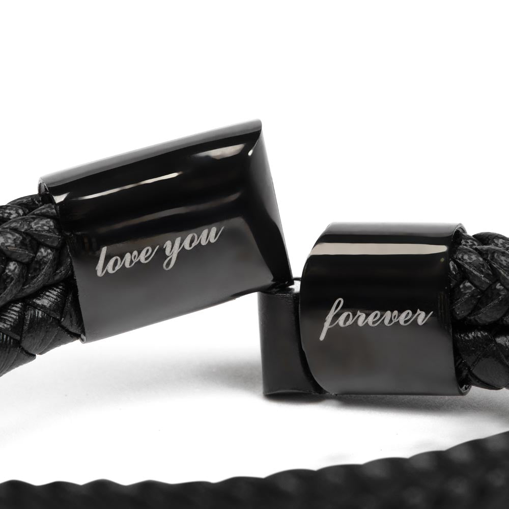 To Our Grandson – Engraved Leather Bracelet with Hidden Message